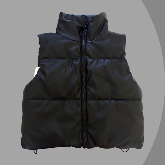 Reversible Black & Cream Sherpa Kids Vest - Picture 2 of 4